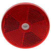 Round Red Reflector 60mm Self Adhesive with Screw Hole